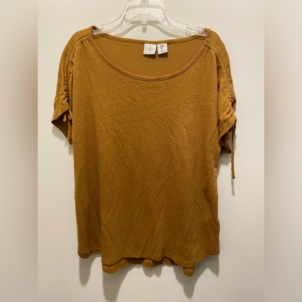 Joie Linen Blend Knit Top Ruched Tie Sleeve